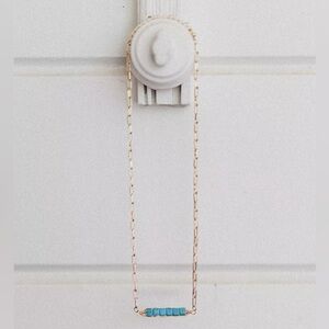 Three Bird Nest Gold and Turquoise Necklace